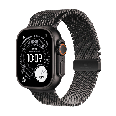 Apple Watch Ultra3 蜂窝 49毫米黑色钛金属表壳 黑色钛金属米兰尼斯表带-L