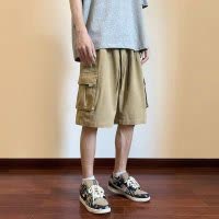 美式工装牛仔短裤男士夏季薄款中裤男生宽松五分裤子男款