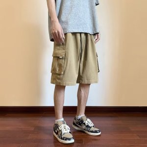 美式工装牛仔短裤男士夏季薄款中裤男生宽松五分裤子男款