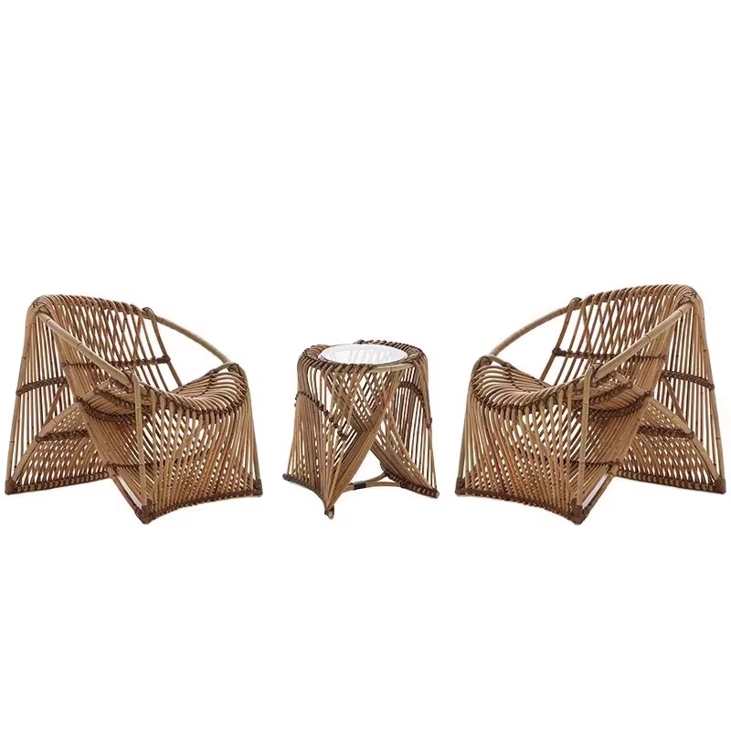 质凡东南亚户外沙发藤编茶几组合真藤庭院花园小阳台家具 椅子茶几组合