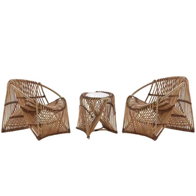 质凡东南亚户外沙发藤编茶几组合真藤庭院花园小阳台家具 椅子茶几组合