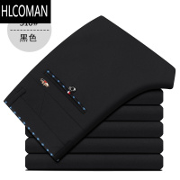 HLCOMAN男士休闲裤p暖直筒西装裤弹力商务男裤厚加绒修身长裤子男