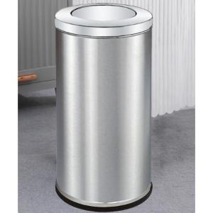 匹牧商用户外不锈钢摇盖圆形垃圾桶钢色小号摇盖