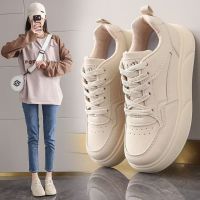 秋季小白鞋新款韩版ins女学生厚底增高皮面透气休闲鞋