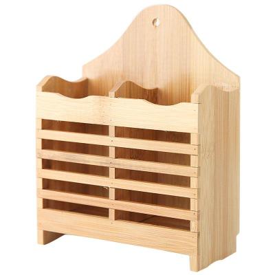 家用多功能竹制筷笼创意壁挂式筷子筒盒沥水筷子架厨房竹木置物架 敬平 竹木筷子笼