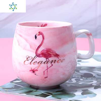 水杯口杯大肚杯子家用陶瓷杯马克杯少女可爱喝水杯带把手定制ogo三维工匠