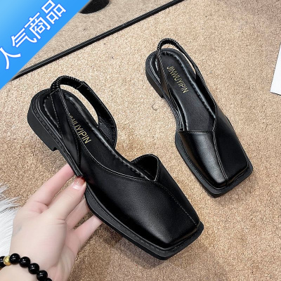 SUNTEK复古小香风凉鞋设计感小众2023年新款低跟包头罗马鞋女夏天配裙子