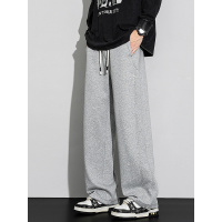 秋冬新款抽绳松紧腰卫裤男宽松直筒美式潮牌青少年休闲长裤子