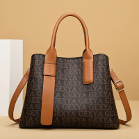 款轻奢高级感女士手提包气质通勤软皮印花大容量托特包