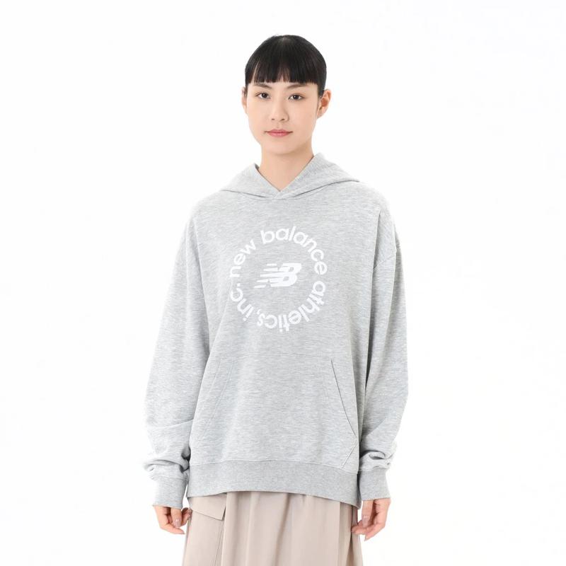 New Balance oversized刺绣卫衣女宽松落肩法式抓绒运动外套秋冬新款