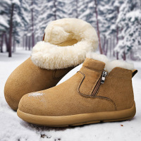 大码冬季加绒雪地靴男靴防寒低帮东北棉靴套脚拉链男鞋保暖