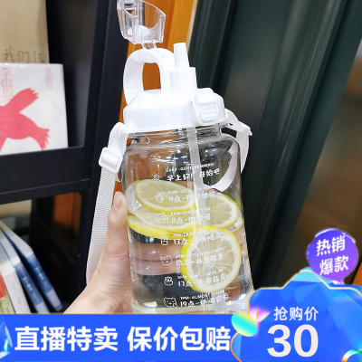 精品特卖-水杯夏天季1500ml超大容量号运动水壶瓶便携健身吸管水桶太空杯子菲丽荣