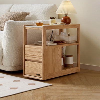 全友家居简约现代客厅沙发边柜实木茶几收纳桌家用可移动边几