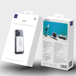 泺澳(REAO)磁吸无线手机手表快充移动电源C11(10000mAh)珍珠白