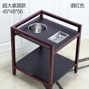 麻将机茶几棋牌室茶楼专用茶水架钢木实木茶几麻将桌旁小茶几配件