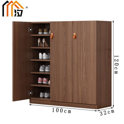 汐实木鞋柜三门个