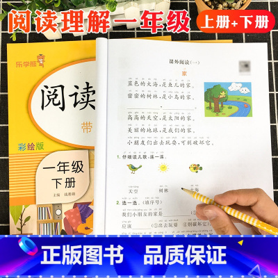 语文阅读理解[上下册共2本] 小学一年级 [正版]一年级阅读理解训练题上册下册人教版全套带拼音小学语文专项课堂笔记同步练