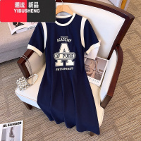 YIBUSHENG大码2024季新款休闲T恤裙子微胖mm遮肚子显瘦宽松减龄连衣裙女