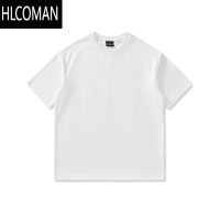 HLCOMAN白色圆领t恤男士2025夏季新款潮牌短袖简约休闲打底衫男
