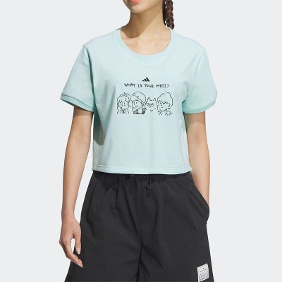 ADIDAS阿迪达斯短袖T恤运动休闲针织圆领女装JN6664 D