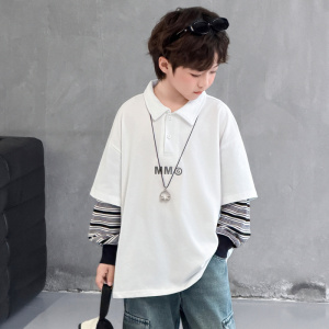 男童polo领长袖T恤春秋款2026新款儿童上衣痞帅T中大童春装打底衫