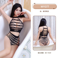 九里晴川胸前镂空网格透视魅力性感分体激情免脱性感网衣分销 九里晴川WY077[镂空分体网衣] 均码