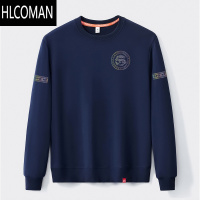 HLCOMAN公鸡圆领卫衣男士2024大码宽松潮流印花长袖t恤休闲加绒上衣