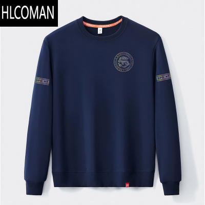 HLCOMAN公鸡圆领卫衣男士2024大码宽松潮流印花长袖t恤休闲加绒上衣