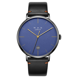 M.B.K欧美品牌全自动机械表 男表大表盘手表新款男士小众简约50米防水带日历纤薄款腕表M-1007