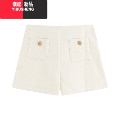 YIBUSHENG复古辣妹白色休闲裤短裤女春季新款热裤小个子外穿靴裤a字版裤子