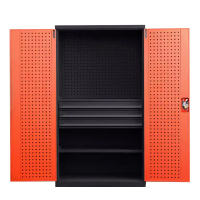 正斌重型工具柜车间用加厚物件工具储物柜工厂铁皮柜汽修厂零件收纳柜橘色三层三抽带挂板