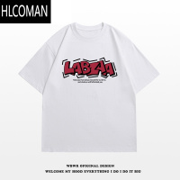 HLCOMAN美式趣味字母印花短袖T恤男夏季简约百搭宽松情侣款上衣