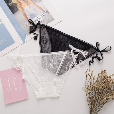 波迷娜(bomina)女士性感短裤透明蕾丝网纱透气低腰三角裤 性感镂空