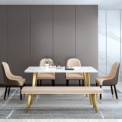现代简约大理石餐桌椅长凳组合轻奢北欧餐桌小户型家用长方形饭桌