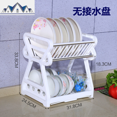 淋水篮碗碟架厨房收纳架家用多功能塑料碗架双层碗盘置物架 三维工匠