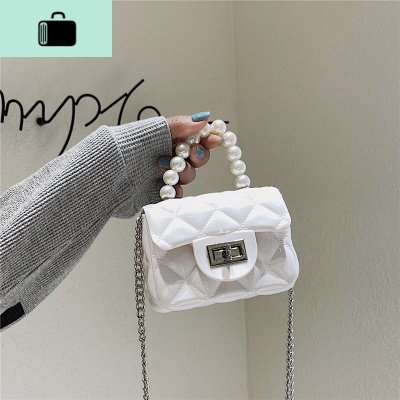 珍珠包包女小众斜挎包迷你网红手提2020春百搭果冻菱格链条包miniNEW LAKE女斜挎包