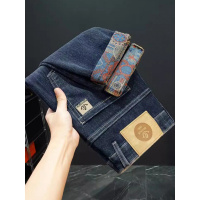 全底印花牛仔裤男士热卖款韩版弹力直筒休闲刺绣长裤