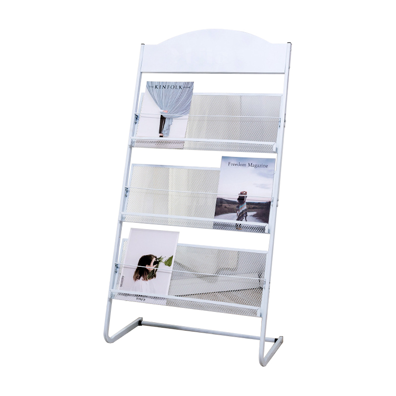 翌嘉YJ4122805 杂志架展示架报置物架收纳落地报纸报刊架 三层白色 630*380*1250