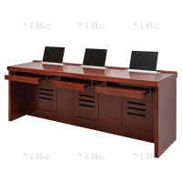 翌嘉 升降电脑桌多媒体办公桌会议培训桌 2.4米三人位