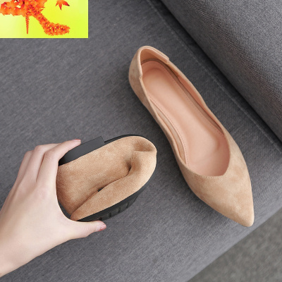 单鞋女平底2020春季新款尖头平跟软底浅口百搭四季鞋黑色低跟女鞋简畅休闲鞋