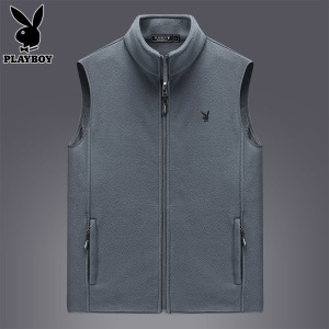 花花公子休闲马甲男士背心2025年冬季新款摇粒绒保暖坎肩马夹外套