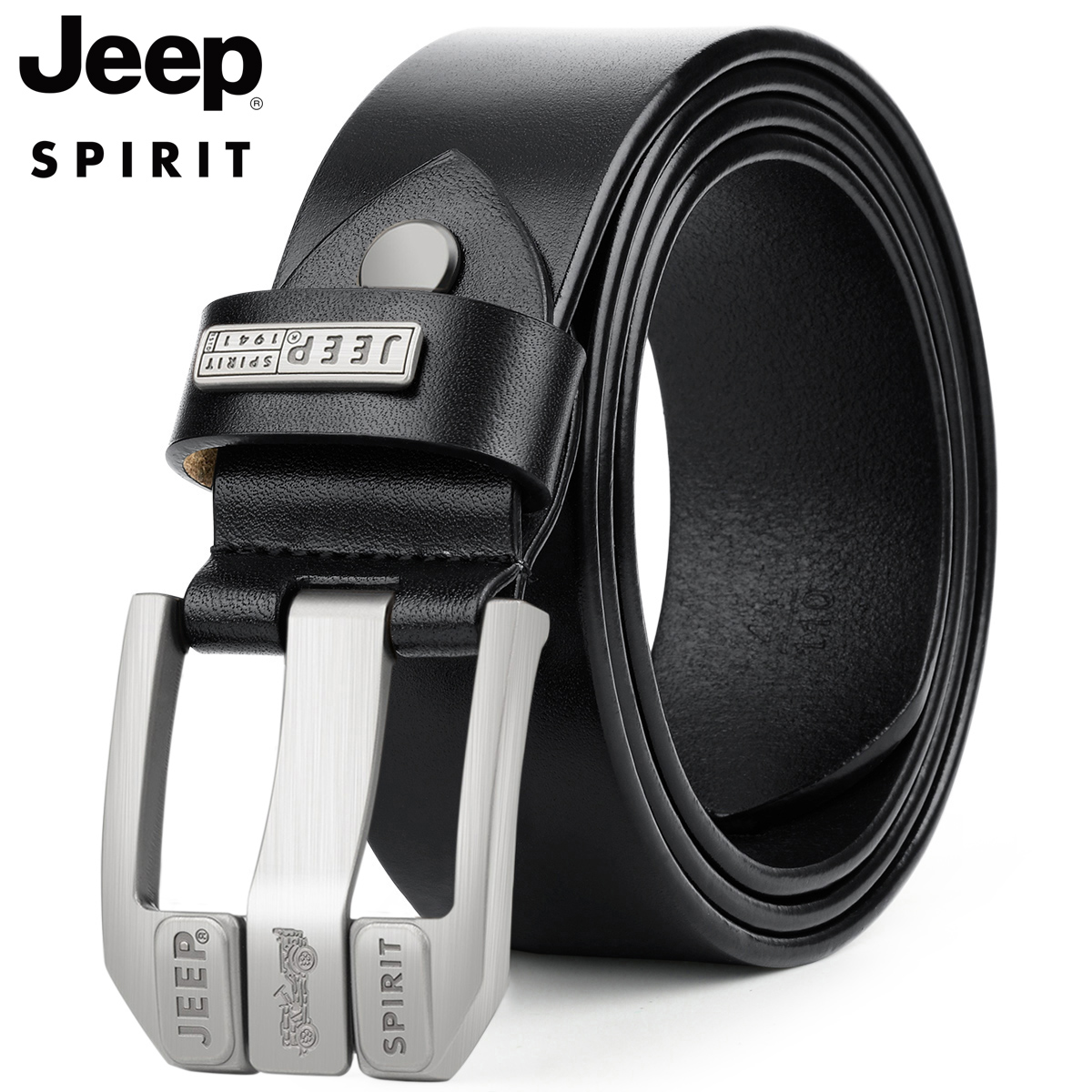 正品JEEP SPIRIT牛皮皮带男士真皮腰带针扣男裤带休闲韩版潮青年