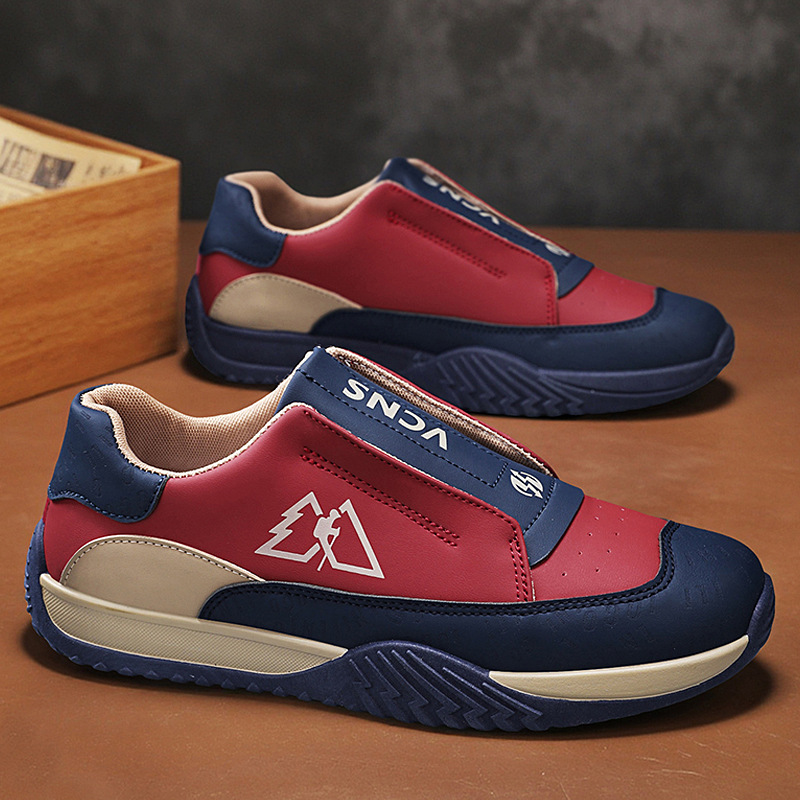 2026新款春季时尚休闲男阿甘运动鞋皮革舒适防滑一脚蹬厚底懒人鞋