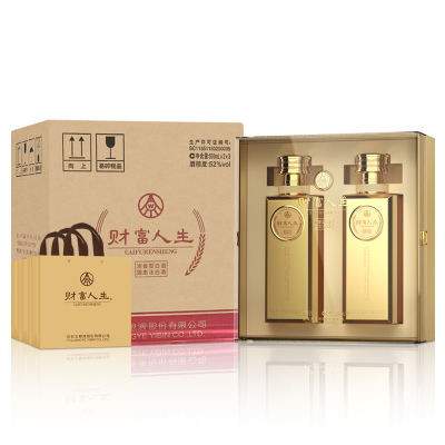 五粮液股份财富人生金砖双支礼盒52度500ml*2瓶*3盒