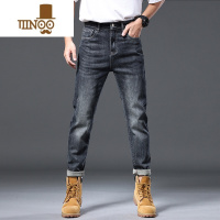 YANXU高端男士牛仔裤新款2023休闲弹力直筒修身四季百搭长裤