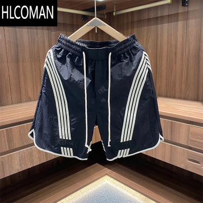 HLCOMAN夏季薄款拼色运动速干短裤男百搭时尚休闲裤子外穿五分透气沙滩裤