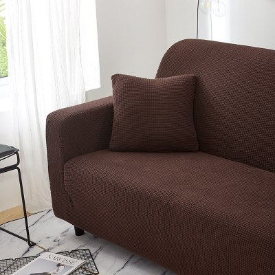 沙发套全包卍能全盖沙发罩四季沙发垫现代简约客厅通用弹力布艺 琥珀棕 S[单人位长90-140cm内]
