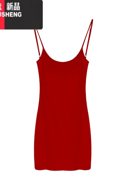 YIBUSHENG性感红色露背蝴蝶吊带连衣裙女装季带胸垫收腰包臀裙子辣妹短裙