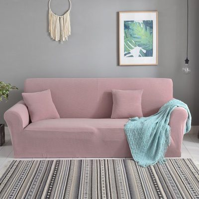 弹力沙发套卍能套四季沙发垫现代简约客厅沙发罩防尘保护罩通用 幸运粉 M码[双人位140-185cm]