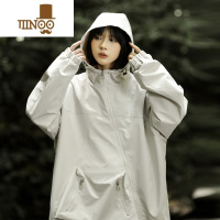 YANXU冲锋衣外套男款美式户外斜拉链痞帅防风防水山系机能连帽夹克